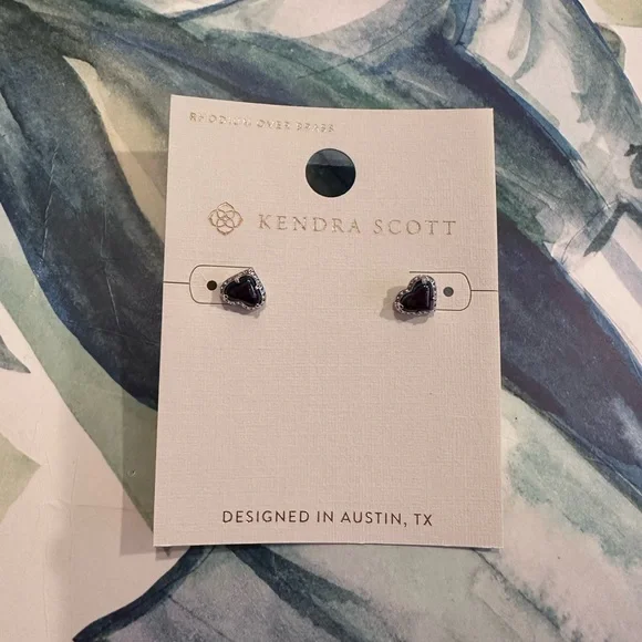 Kendra Scott Anna Stud Earrings - Iridescent Navy NWT - Picture 4 of 6
